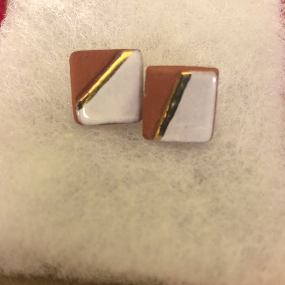 Sedona stud earrings/white terracotta studs